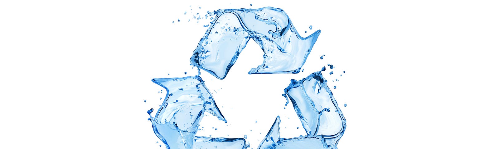 Recycling icon consisting of three arrows made of water splashes.