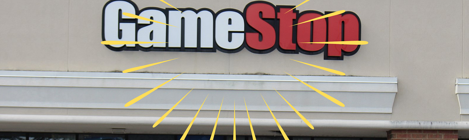 GameStop shop with a sunburst effect.