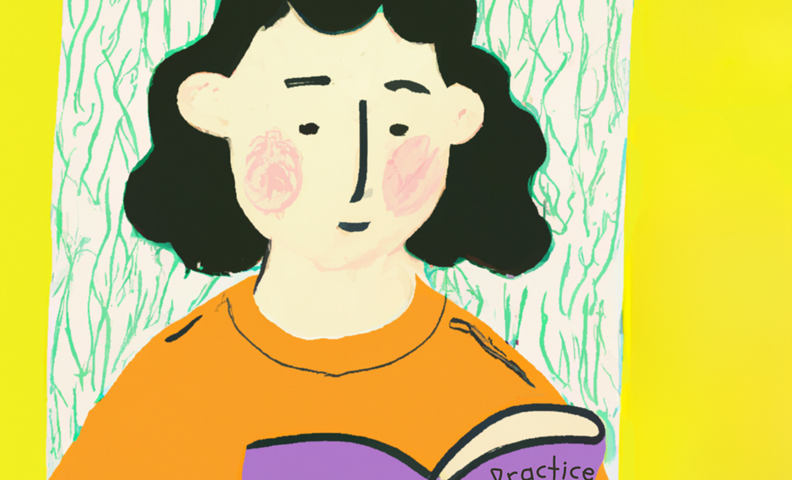 Girl reading the book, ‘The Practice by Seth Godin’