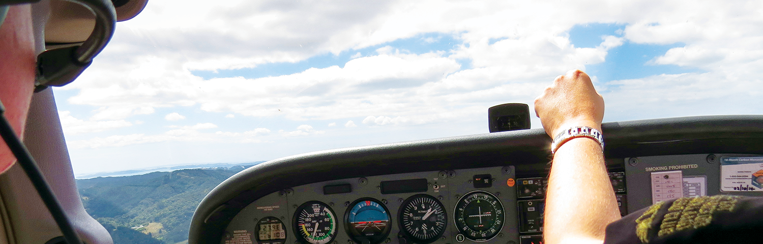 Photo inside cockpit.