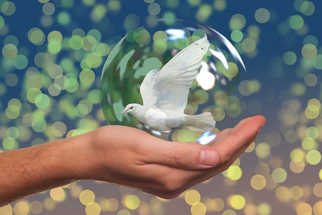 Dove of peace in crystal — Image by Gerd Altmann from Pixabay