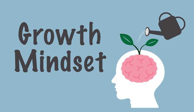 Image of head with brain being watered by a watering can to represent a Growth Mindset
