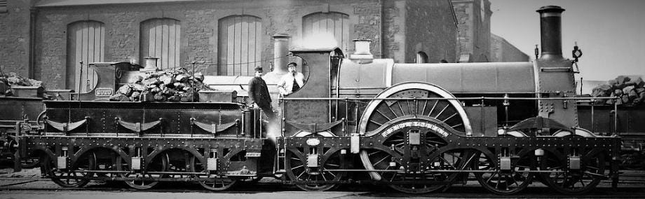 An ‘Iron Duke’ class locomotive, c.1850.