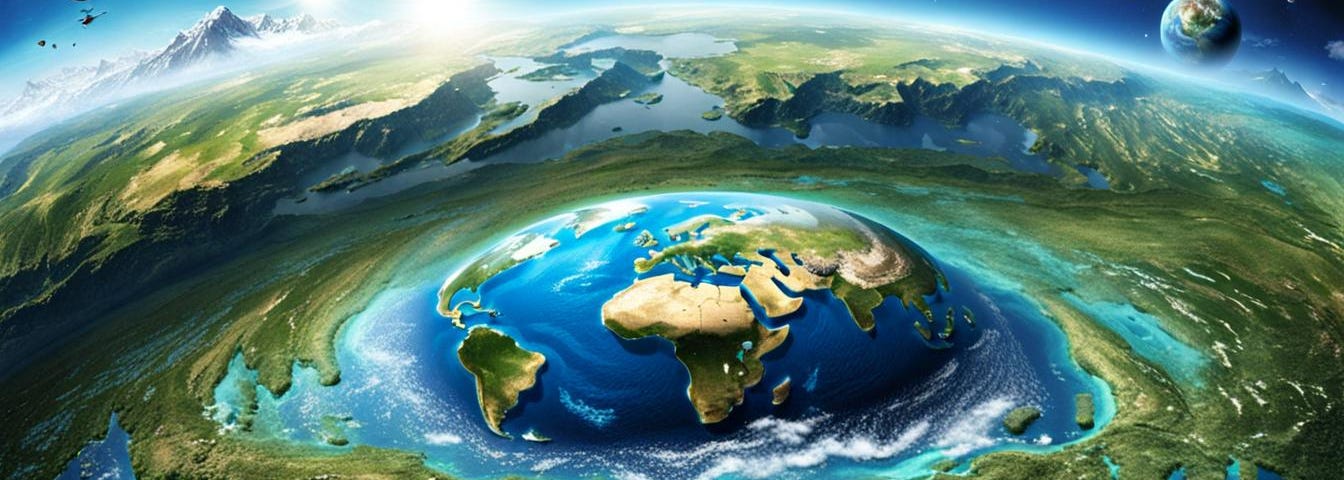 Earth the blue planet, artist impression