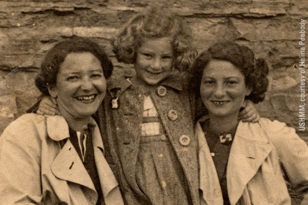 Halina Litman stands between her aunt, Irena Keh, and mother, Olga Litman, in a prewar photograph, circa 1934–39. Halina’s aunt was killed during the Holocaust.