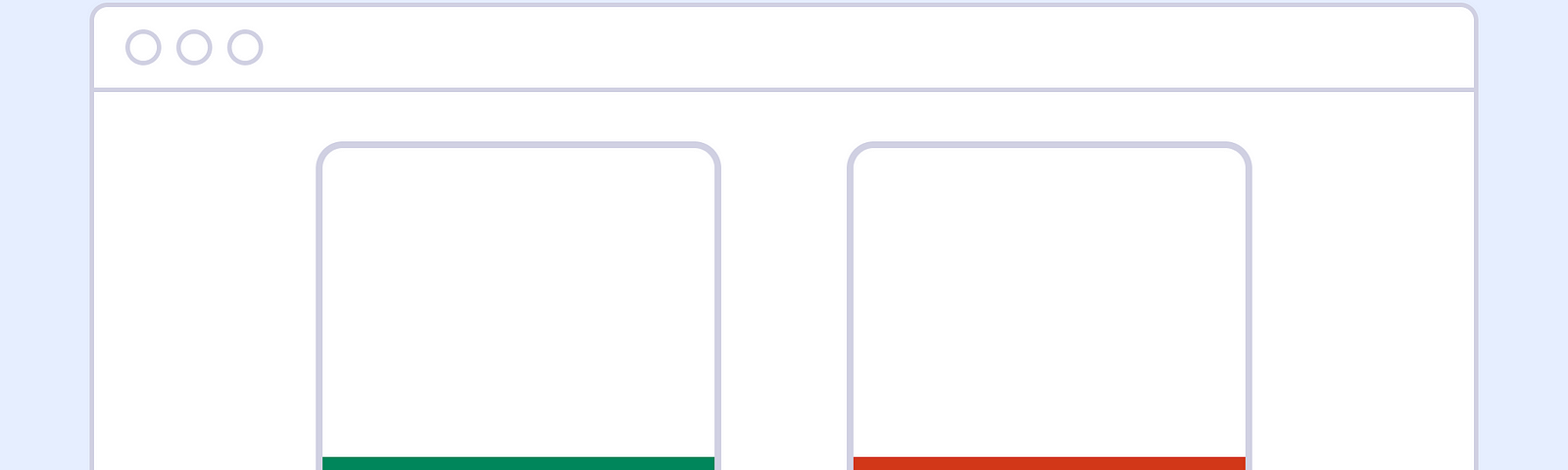 Ilustração de uma página web com duas figuras no centro, representando regras do que fazer, em verde, e o que não fazer, em vermelho.