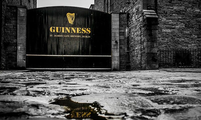 A photograph of the doors to the Guinness Brewery in Dublin, Ireland