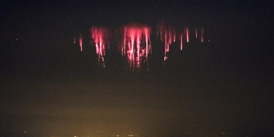 Red sprite over a thunderstorm