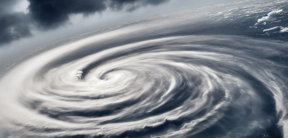 Picture of a cyclone, hurricane, typhoon which is affected by climate change
