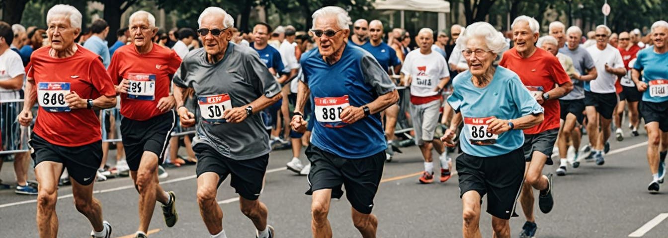old people running a race