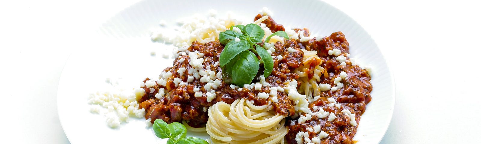 Plate with spaghetti bolognese