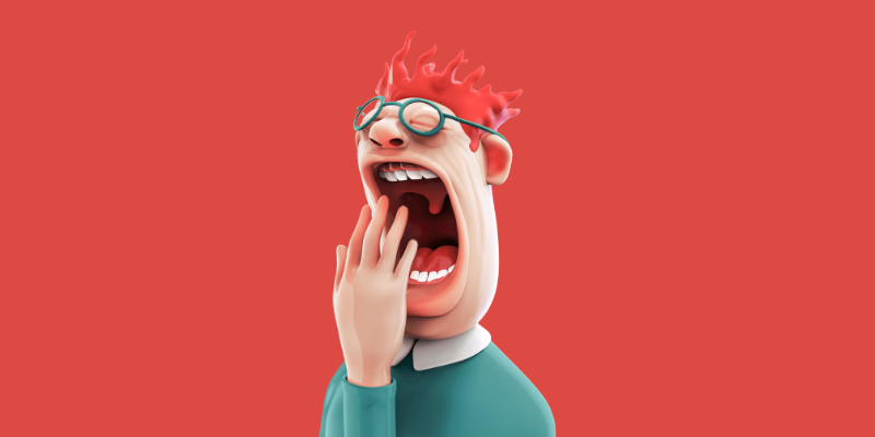 Cartoon man yawning —How I Make Up to $5,000 Each Month Writing About Boring Topics