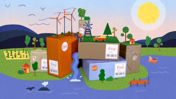 etsy becomes the first global ecommerce company to completely offset carbon emissions from shipping by josh silverman etsy impact medium
