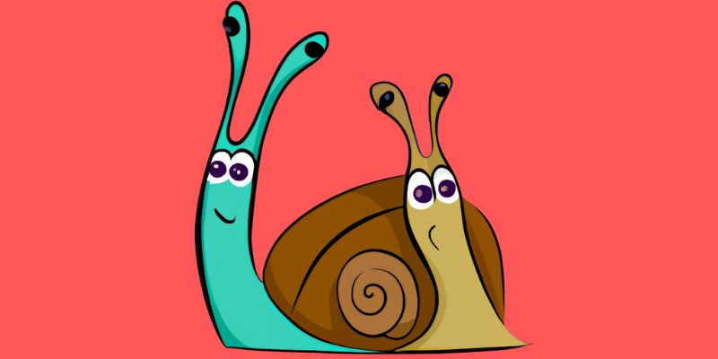 Two cartoon snails — Slow-Burn: The Slo-Mo Pace of Shockingly Good Relationships