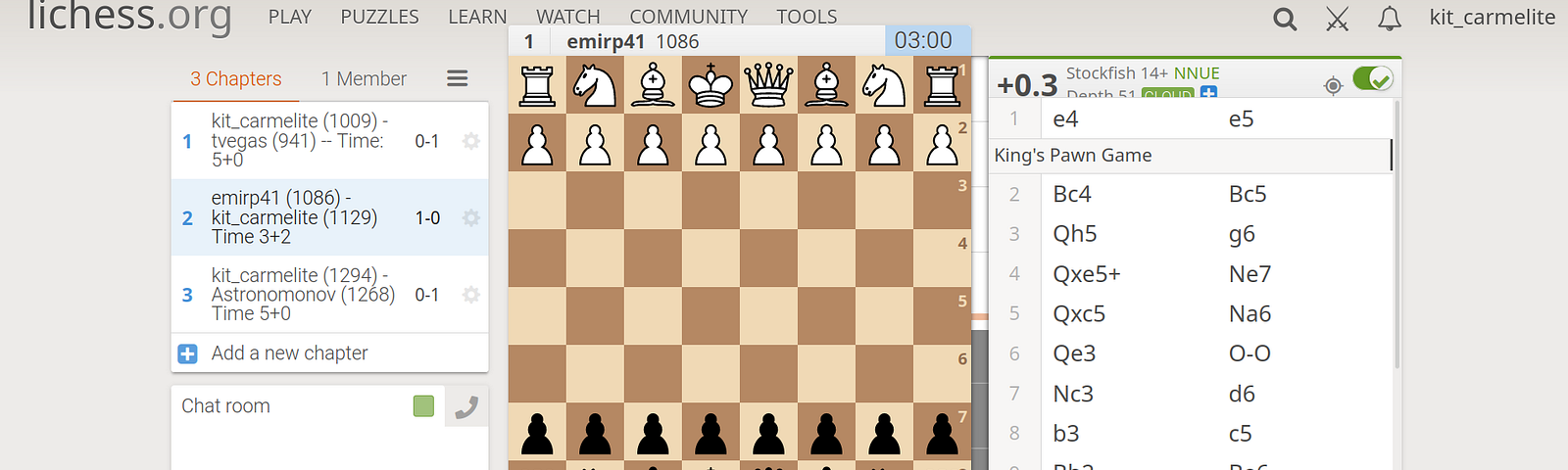 Screenshot of Lichess Study Tool showing moves for part of game