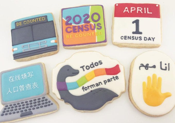 6 custom made cookies inspired by the 2020 Census