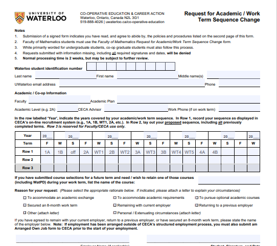 If you request sequence change or declare minor, you would have to fill out a form that looks like this. If you have never seen this form and you requested sequence changes or academic changes, be sure to contact your academic advisor.