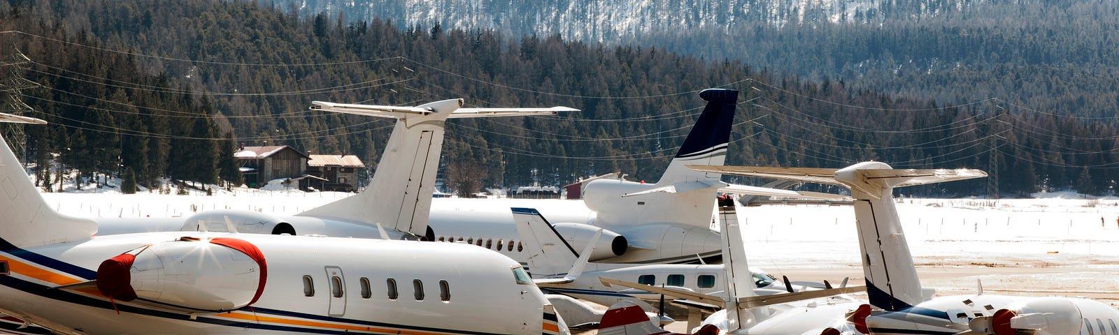 A fleet of business charter jets.