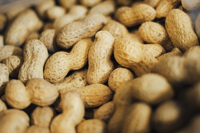 Closeup of unshelled peanuts