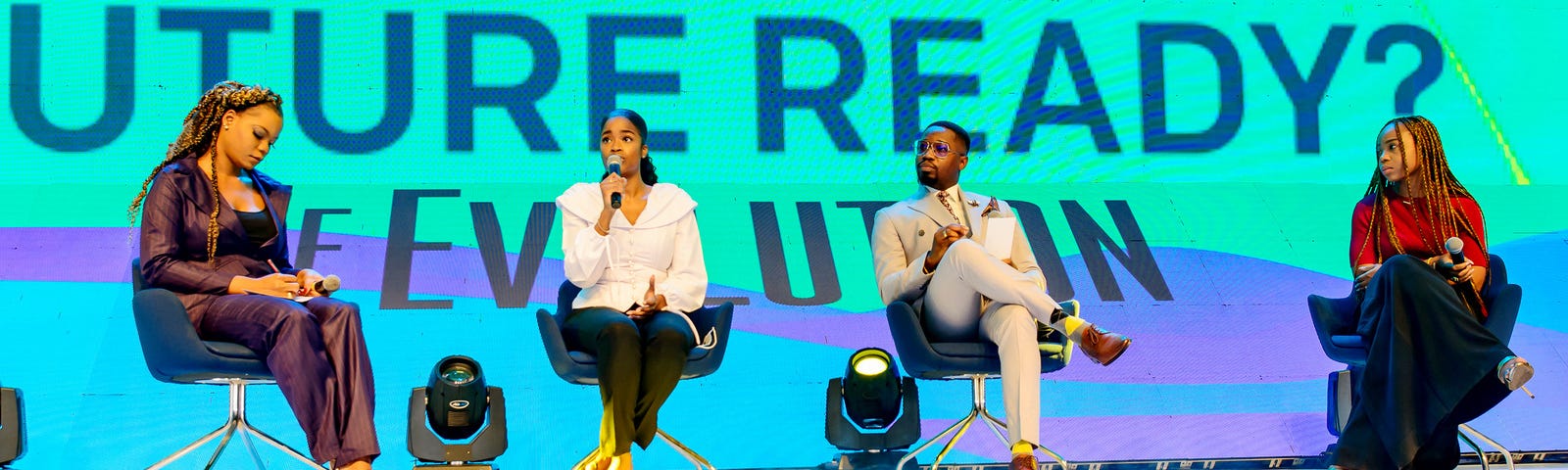 Speaking on the “Future Ready Panel” From L-R: Busola Babatunde — Lead  Eventful Plus, Ore Runsewe — Founder of Arami Essentials, Marcus Smith - Founder of MarcusSmith Events & Myself