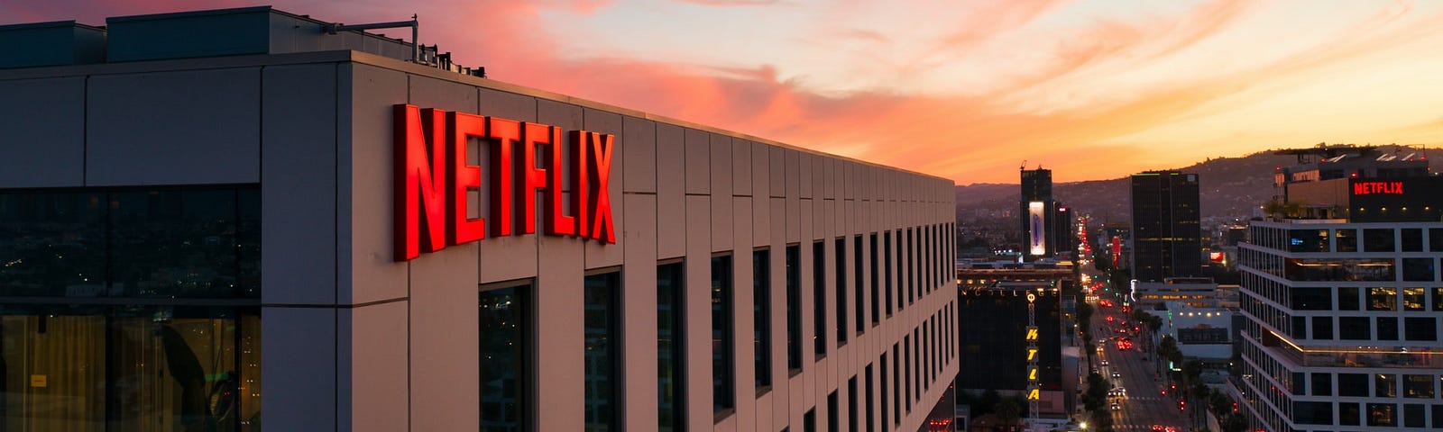 IMAGE: A view of the Netflix’ offices in a sunset
