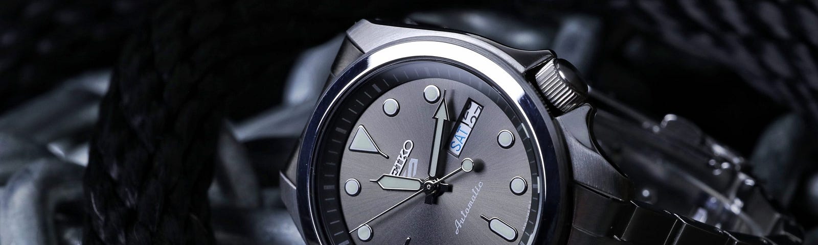 Seiko SRPE51 with a sunburst grey dial