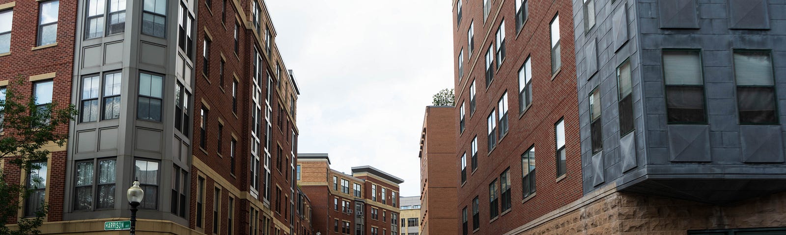 cityscape — tall buildings overshadowing narrow streets — “the concrete jungle”