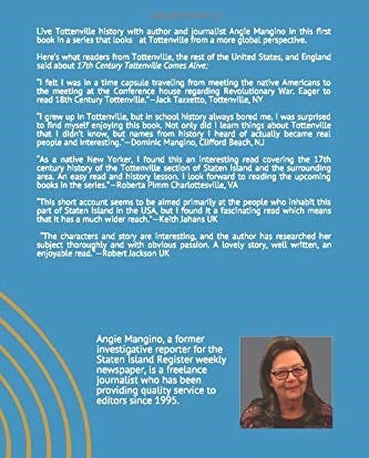 back cover of book with reader comments and bio for Angie Mangino with photo of her
