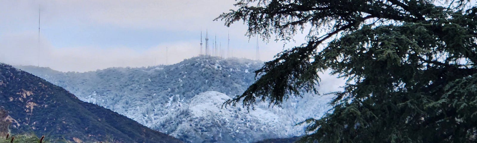 View of snow on slopes below Mt. Wilson, Jan 30