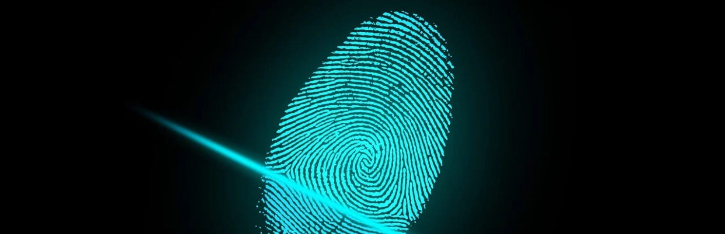 A songle fingerprint highlighted in blue.