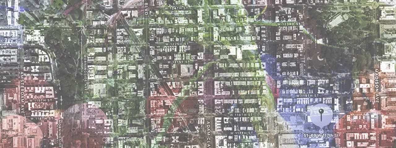 an overlay image of Harlem streets and fresh vegetables