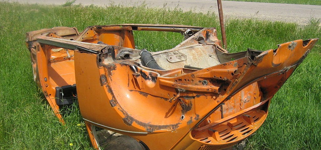 An Overturned VW Beetle