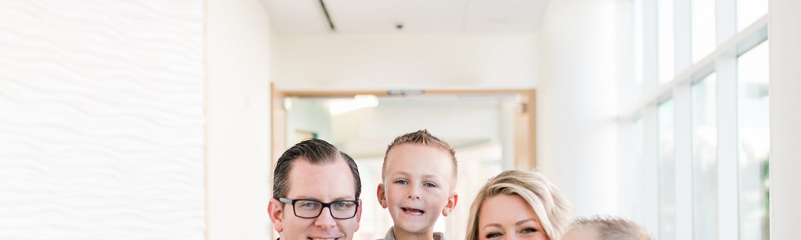 A photo of my family taken at the hospital just days after our youngest son was diagnosed was Leukemia