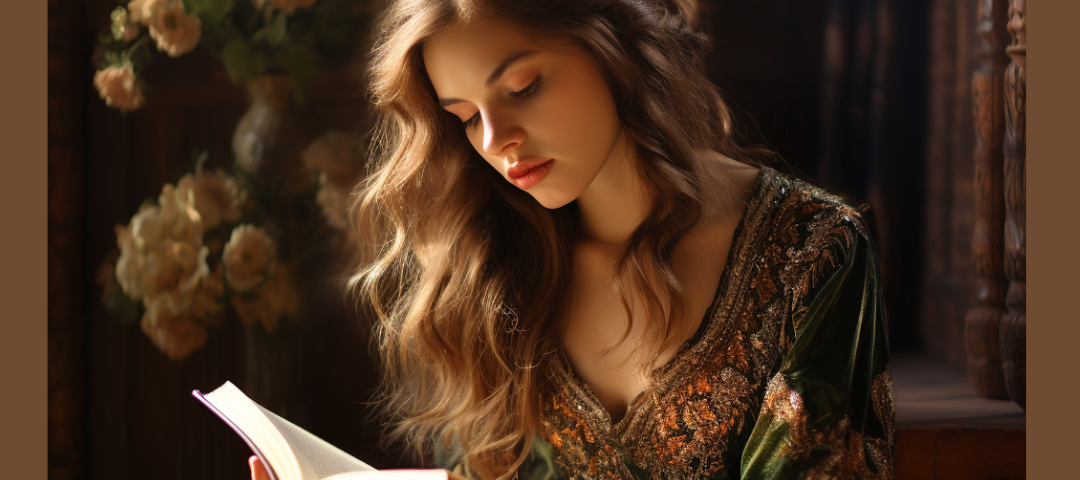 Young woman reading a book.