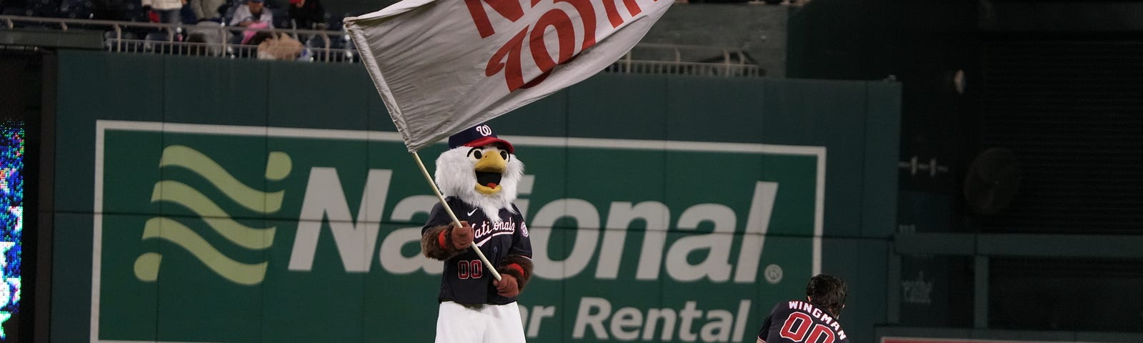 Screech the Nationals Mascot Goes GLOBAL for the 4th of July 