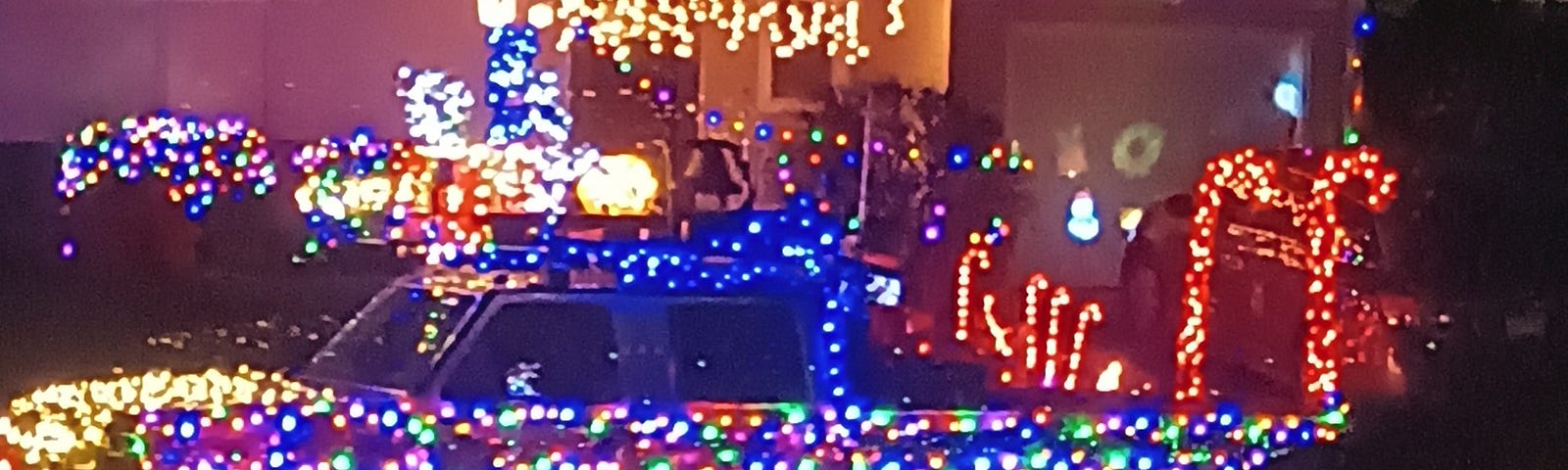 Christmas decorations of a Truck with lights