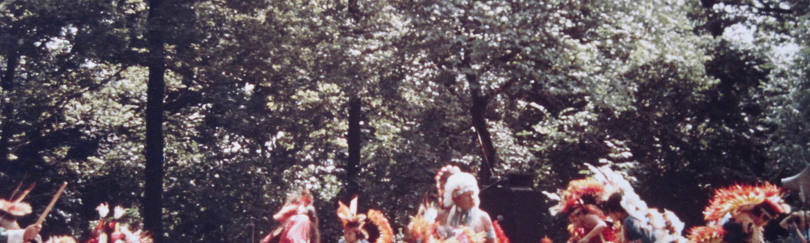 Photo of American Indians dancing during a powwow.