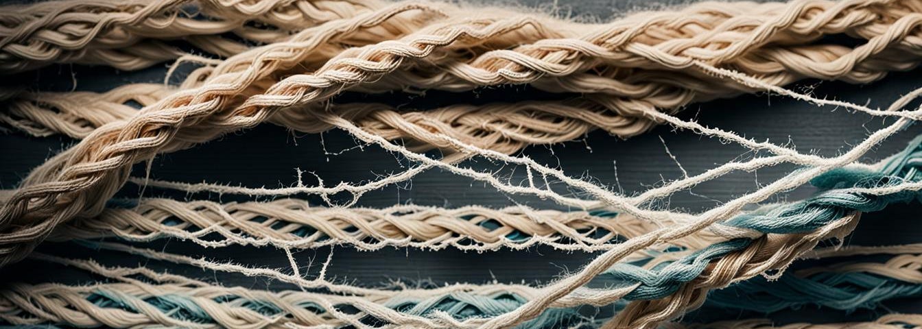 Strands of frayed rope