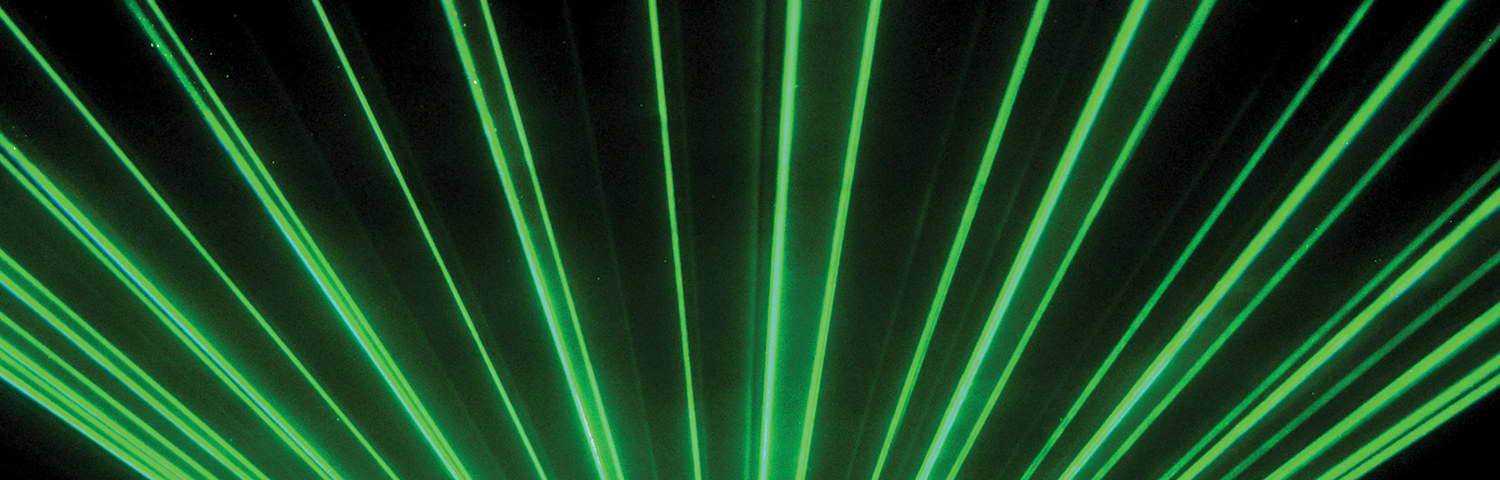 Graphic showing green lasers.