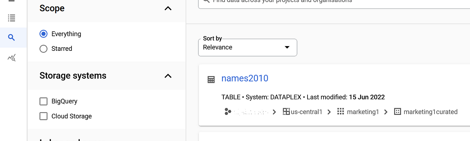 Dataplex discovers the BigQuery table