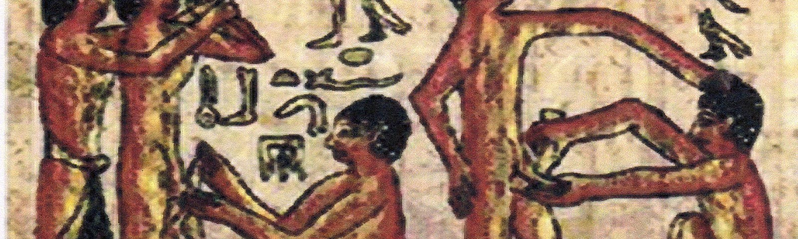 Circumcision ceremony and treatment as shown in an Egyptian tomb painting