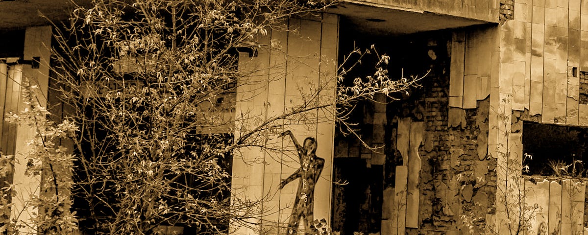 Derelict hotel in Chernobyl.