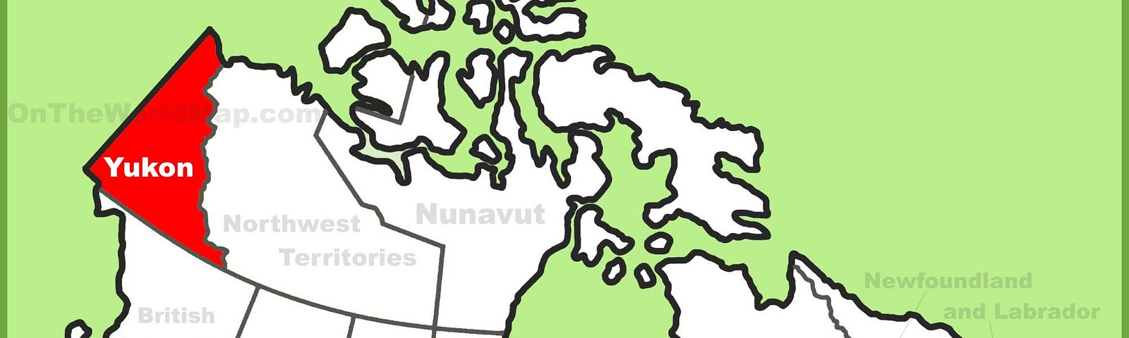 Location of the Yukon in map of Canada