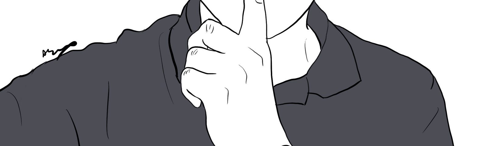 Illustration of author holding a finger to their lips