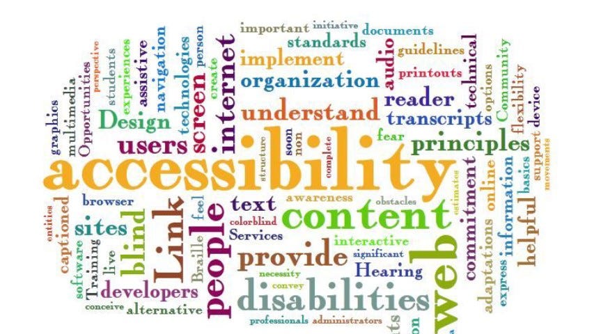 Word cloud describing inclusive design