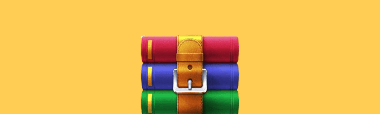 folders buckled together — winrar logo on a yellow background