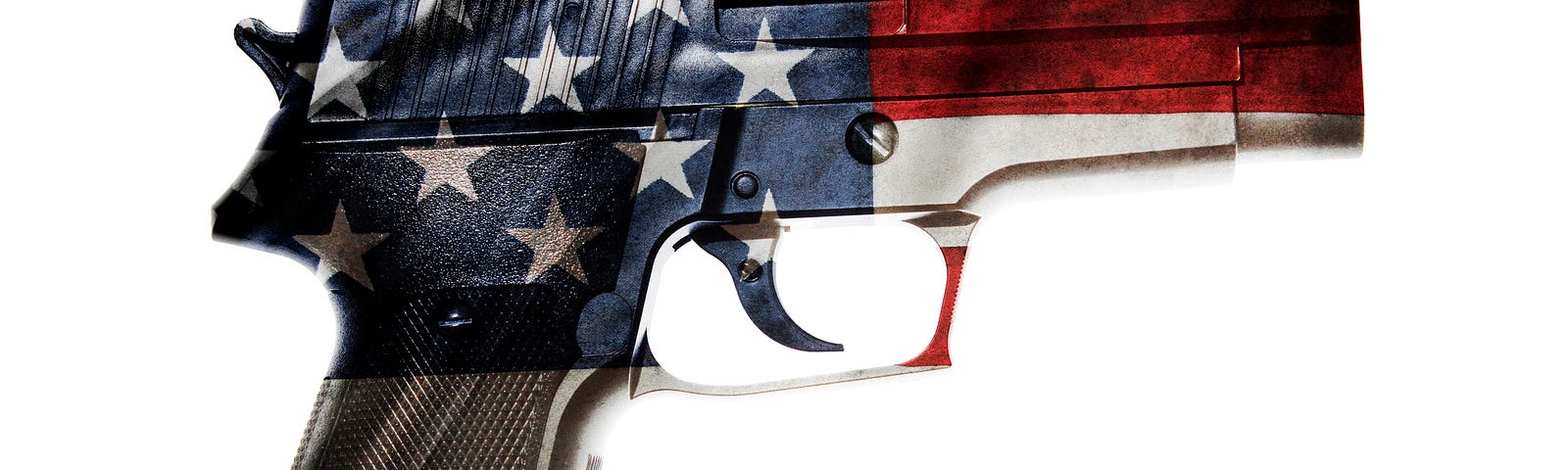 Photo of a handgun with the stars and stripes painted on it.