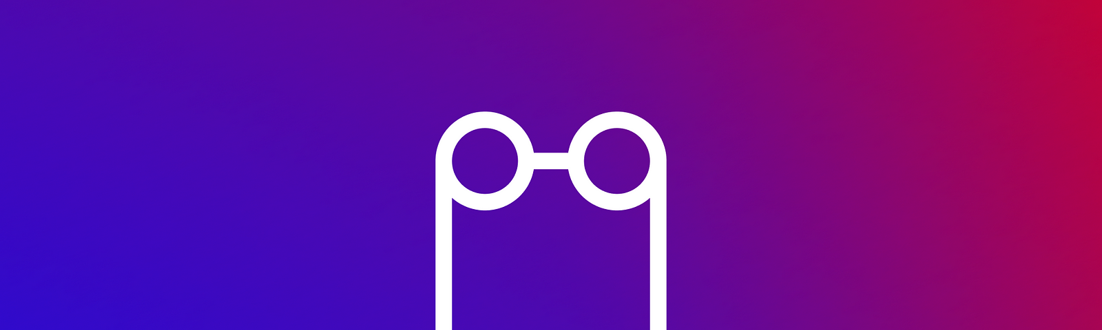 Gradient background with a white icon of glasses