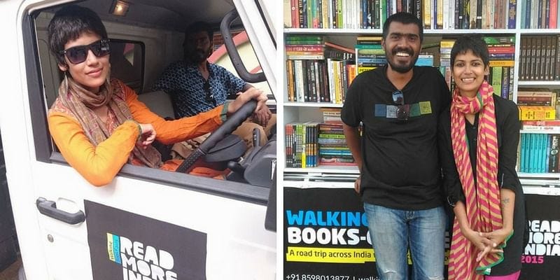 Satabdi and Akshaya with their mobile library