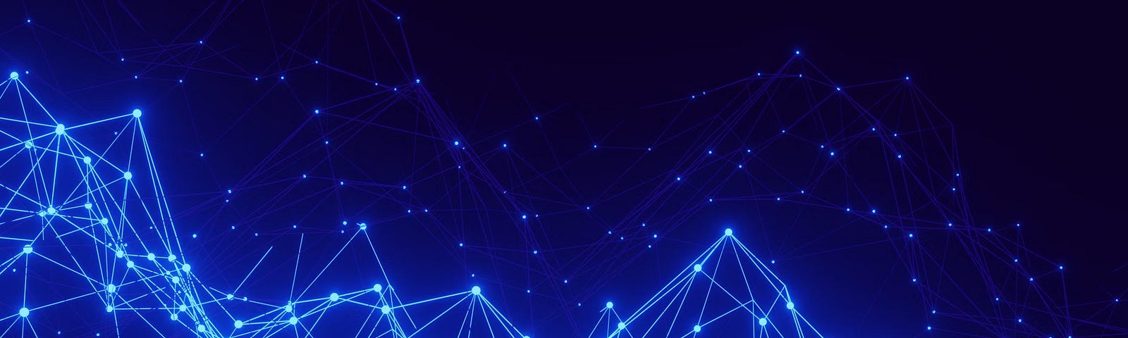 A futuristic image with interconnected blue dots.